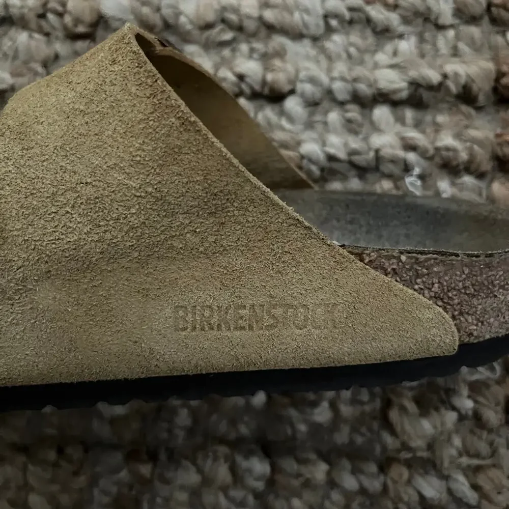 Birkenstock Arizona Taupe Suede Leather Sandals Size 40 Narrow Women 9 Men 7